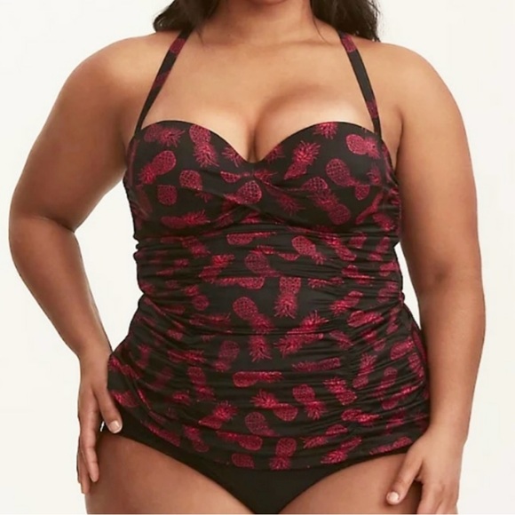 torrid Other - Torrid Vixen Collection Black & Pink Pineapple Print Tankini Top Size 1X
